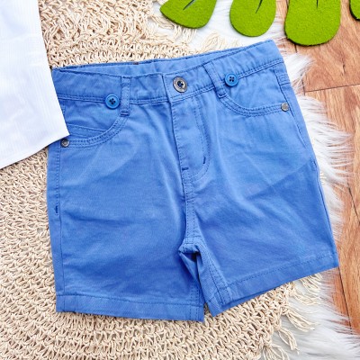 Conj. Camisa com Botões e Bermuda - Branco e Azul Jeans